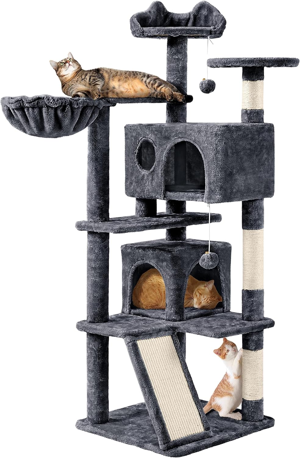 Topeakmart 57 inches Multi-Level Cat Tree Cat Condo with Scratching Posts Kittens Activity Tower Pet Play House Furniture