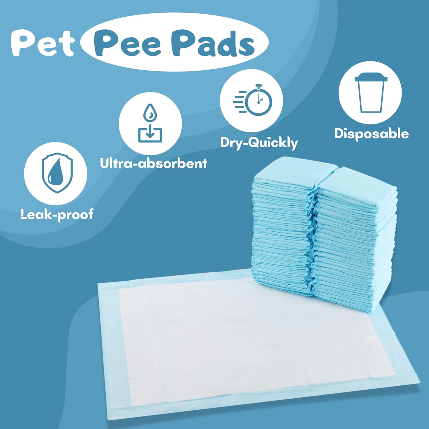 (100 Pads) CalPalmy Ultra Absorbency Pet Toilet Training Pads 18 x 13 Moisture Locking Technology Turns Liquid into Gel - Perfect for Rabbits and Guinea Pigs