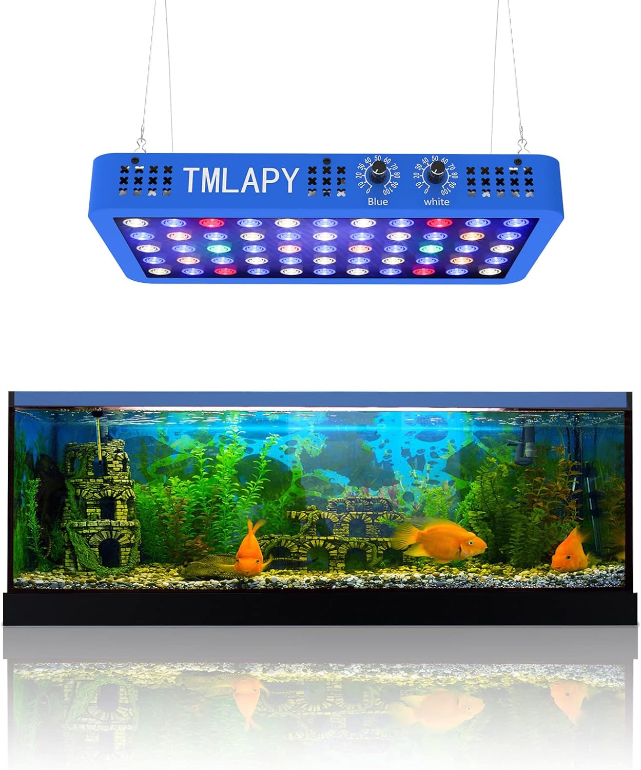 100W Led Aquarium Light for Fish Tank, Full Spectrum LED Fish Tank Lights, Reef Light for Coral with Adjustable Brightness, Multiple Lighting Modes for Freshwater and Saltwater Plant Coral Jellyfish