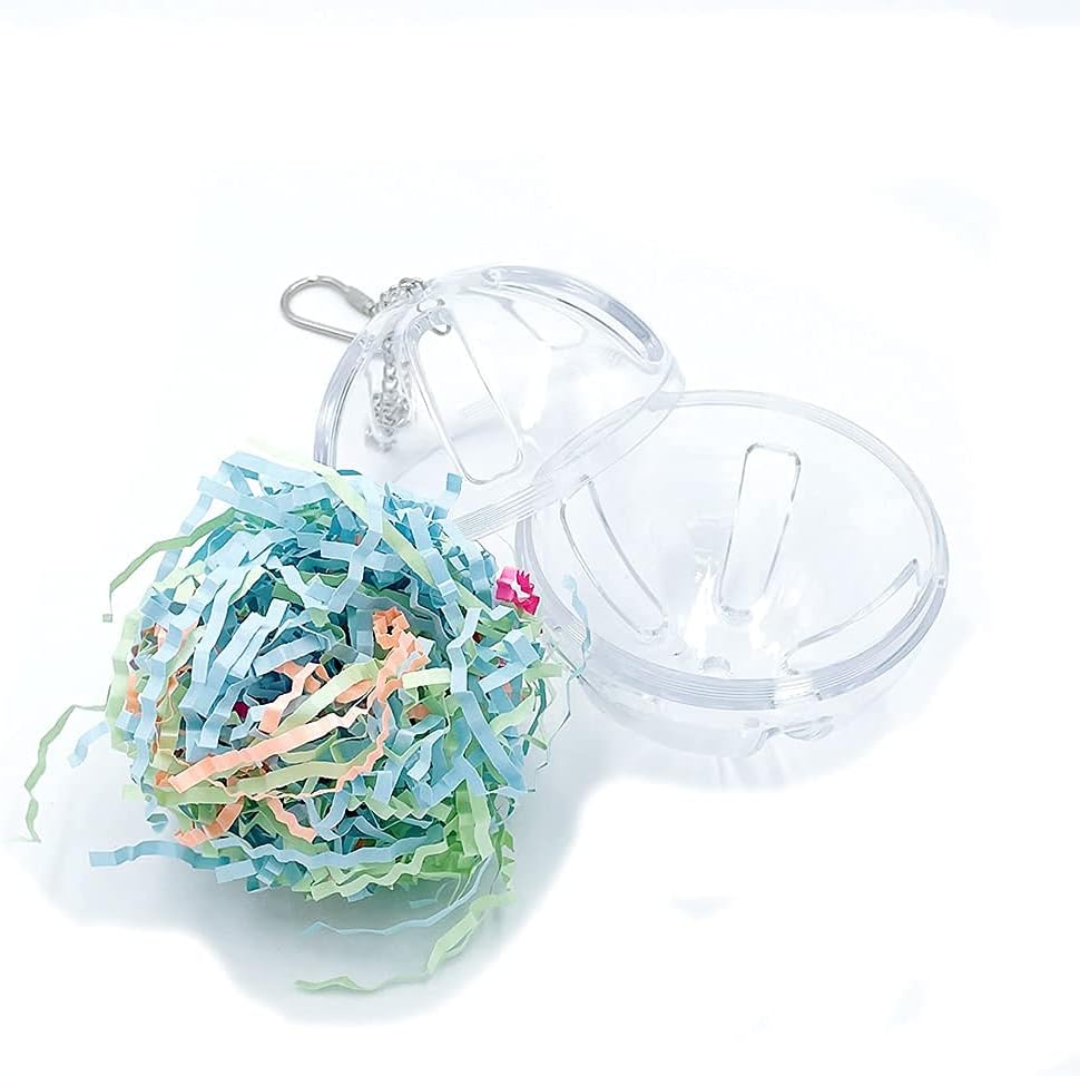 3 Hanging Plastic Forager Ball Toy to Unscrew with shredding Paper Inside for Medium and Large Parrot