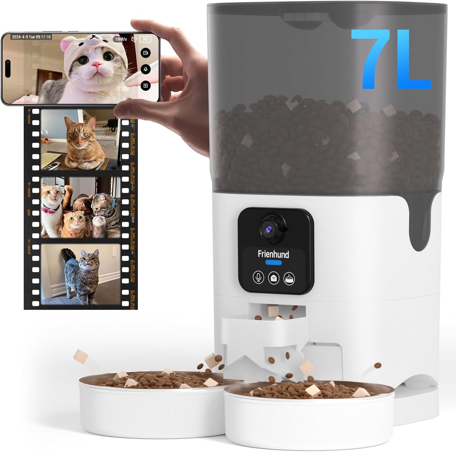 Automatic Cat Feeder for 2 Cats: 1080P HD Live View with Night Vision, 5G Automatic Dog Feeder with Two-Way Audio,Detachable for Easy Clean, Record Wonderful Moments for Multiple Pets -29Cup