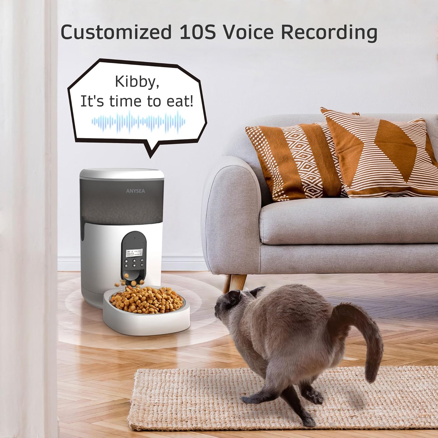 Automatic Cat Feeders: Timed Pet Feeder for Cats and Dogs with LCD Display, Programmable Portion Control, Automatic Cat Food Dispenser with Freshness Preservation, 10s Voice Recorder 4L