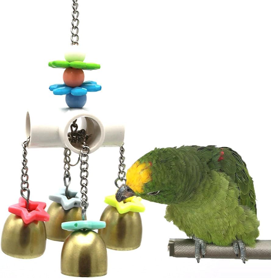 Bird Bells Toy with Sweet Sound for Pet Parrot Parakeet Cockatiel Conure Macaw Eclectus African Grey Cockatoo Amazon Lovebird Budgie Finch Canary Cage (A)