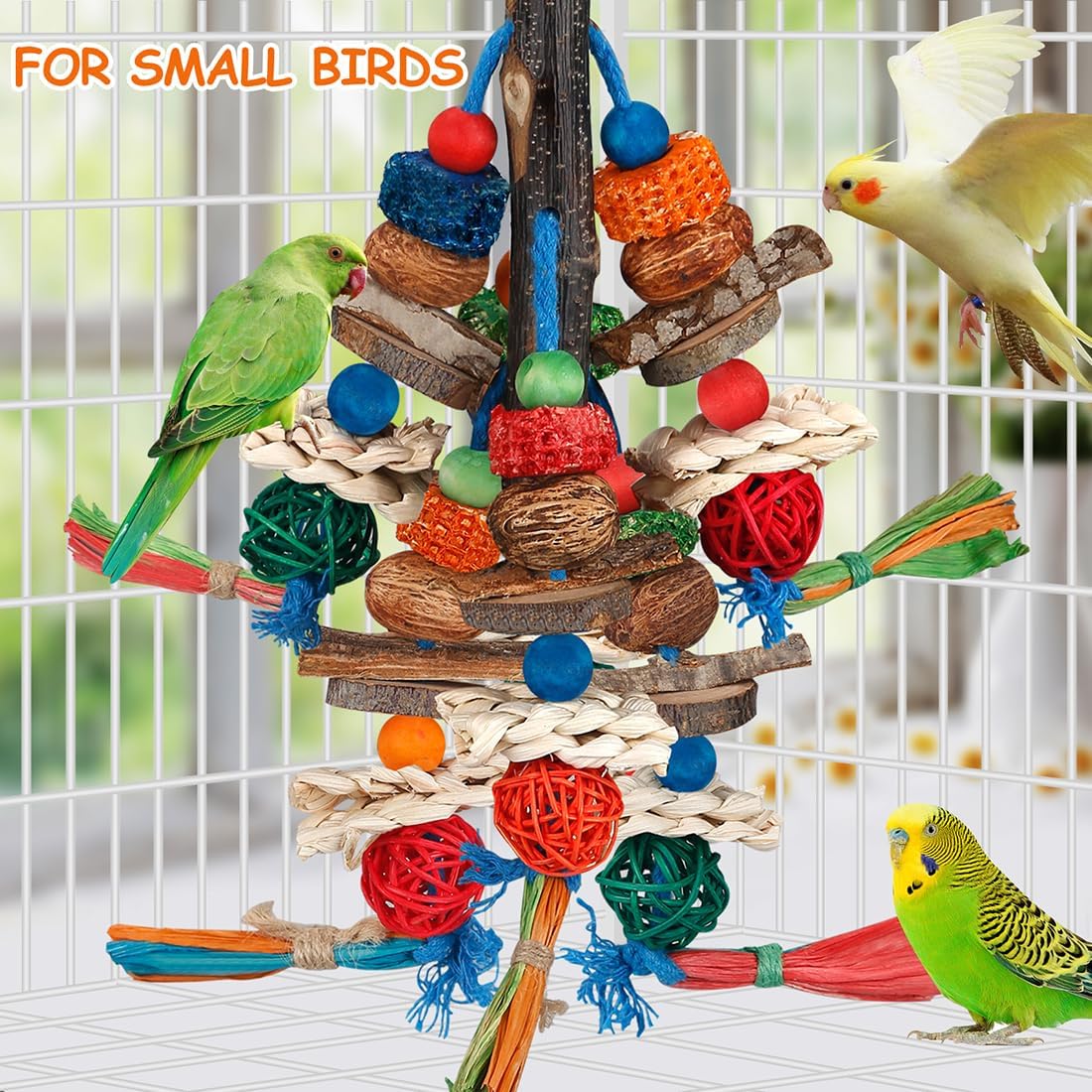 Bird Toys,Parrot Toys Exciting Chewing Fun for Parakeets,Cockatiels,Conures,Lovebirds,African Gray Cockatoos Amazon And Other Small Medium-Sized Parrot Natural Corn Cob Sturdy Nut (old bark)