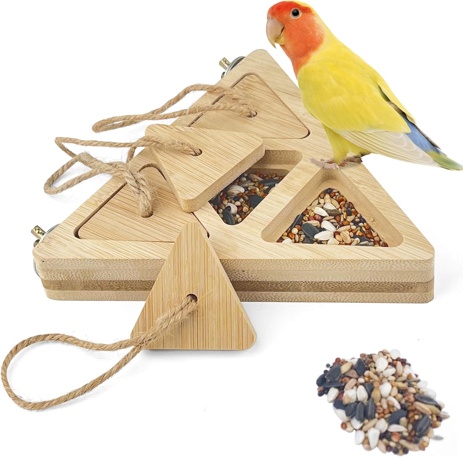 FlidRunest Wooden Bird Foraging Feeder Toy, Interactive Foraging Toys for Parrots, Parrot Chewing Toy, Bird Perches Stand for Parrots, Cockatoo, African Grey, Macaws, Amazon