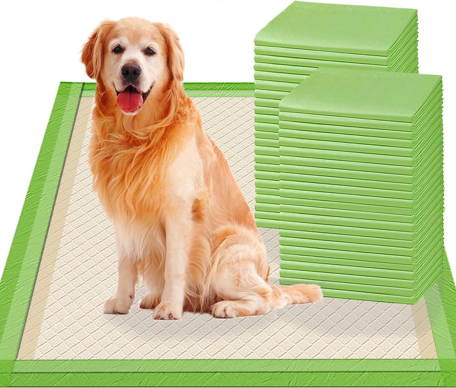 Gardner Pet Pee Pads for Dogs Extra Large 28x34, XL Thicker ECO Green Disposable Xlarge Puppy Training Pads Super Absorbent Full Edge-Wrapping Pad for Dogs, Puppies, Doggie, Cats, Rabbits-(30 Count)