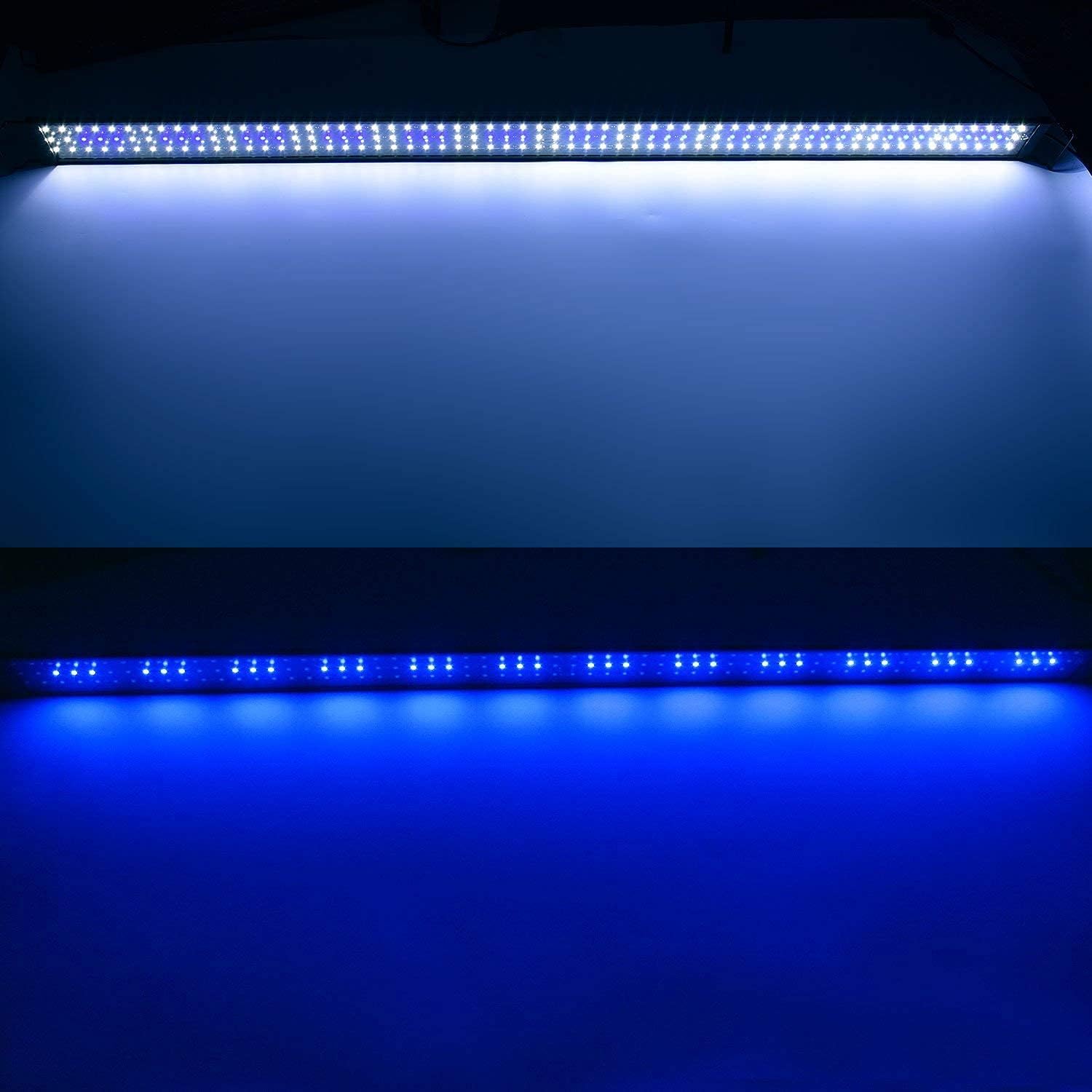 KZKR LED Aquarium Light 60-72 Inch Foldable Adjustable Fish Tank Light Hood Lamp for Freshwater Saltwater Marine Blue and White Decorations Light 5-6ft 150cm - 180cm