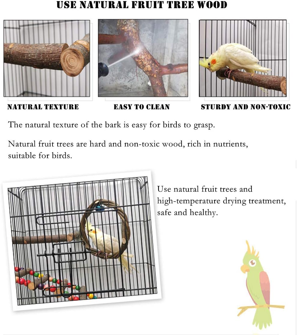 Pet Bird Swing, Parrot Cage Toys, Natural Wooden Swing Toys for Parakeet Cockatoo Cockatiel Conure Lovebirds Canaries Little Macaw African Parrot