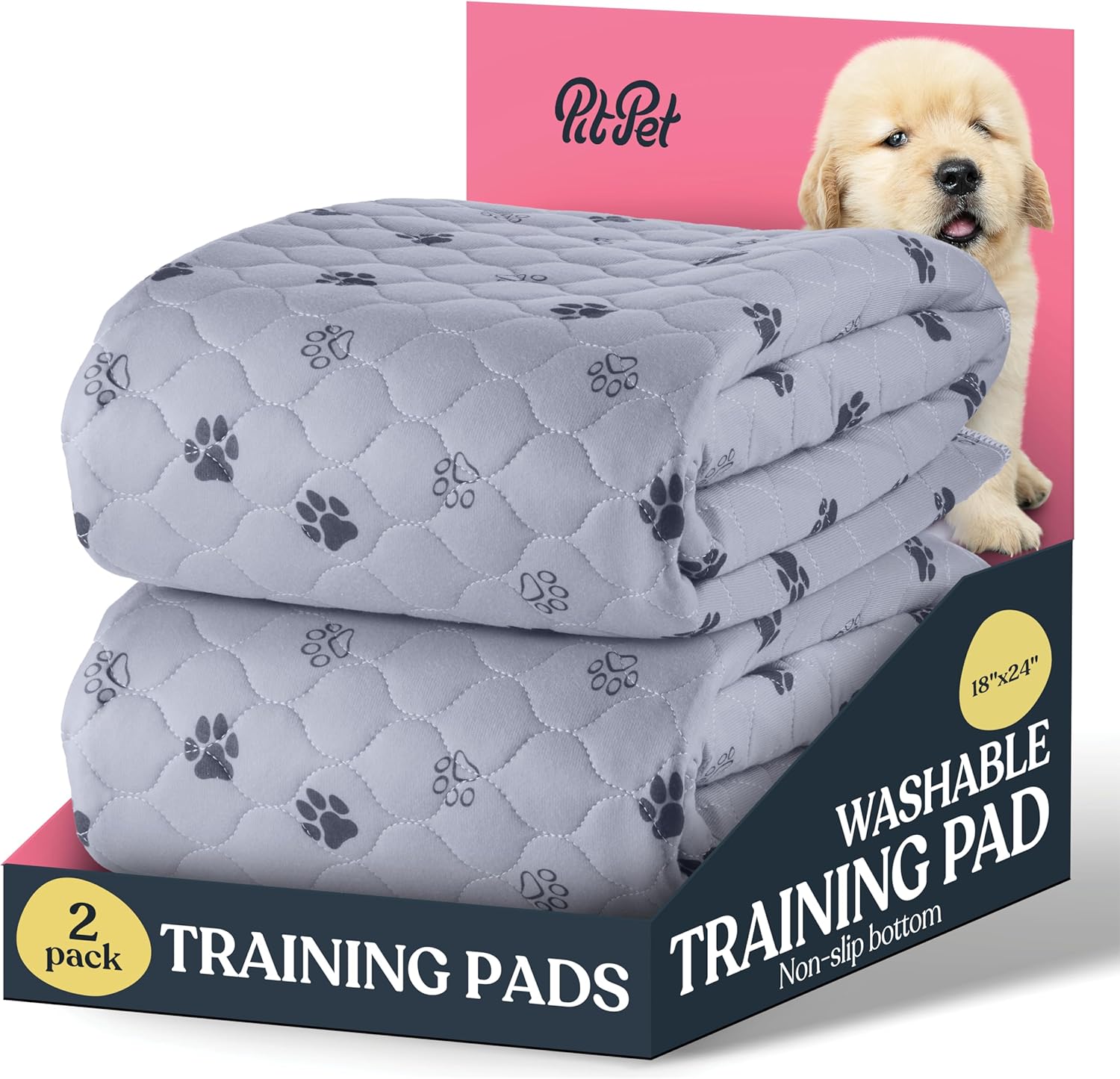 Super Absorbent Washable Pee Pads for Dogs - 2-Pack Superior Reusable Puppy Pads Pet Training Pads –100% Waterproof Dog Pee Pad Protects Against Urine Leakage Non-Slip Grip Prevents Slipping Bunching