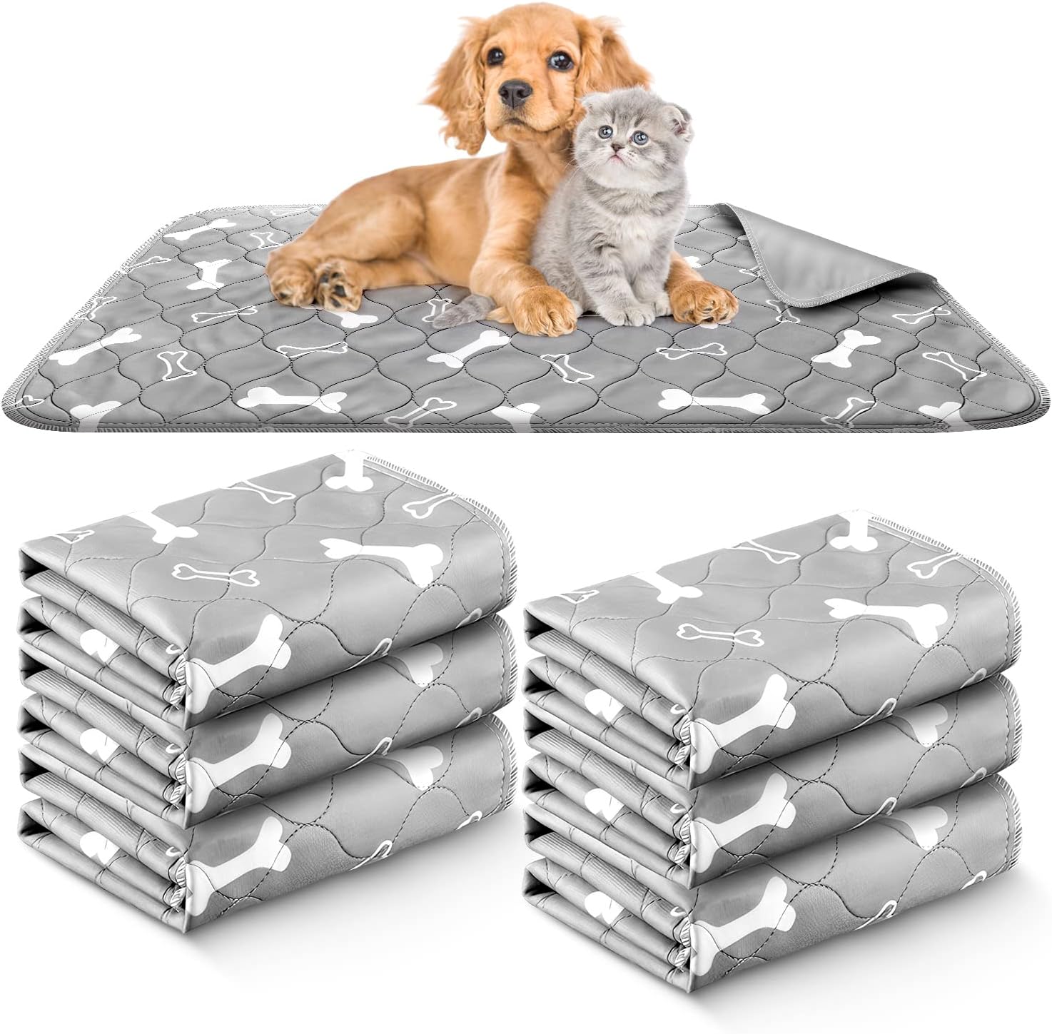 Washable Pee Pads for Dogs - Pack of 6 Reusable Puppy Pads Waterproof - Training Pads for Dogs - Super Absorbent and Non Slip 16x24” Washable Dog Pee Pad for Clean Furniture and Flooring